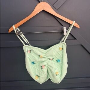 For Love And Lemons Light Green Knit Top